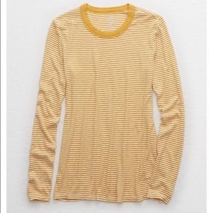 Aerie Yellow Striped Ribbed Long Sleeve